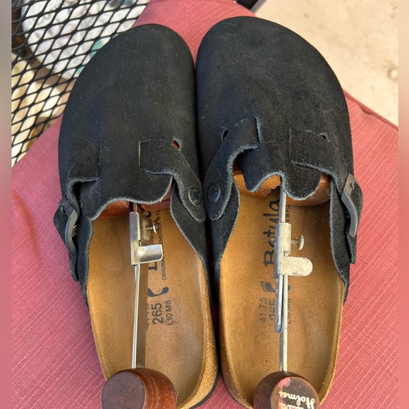 Birkenstock Black Marie Clogs Mary Jane Sandals Wm 26.5 Leather Suede NWT - Picture 1 of 8
